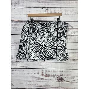 Swim By Cacique Black White Tropical Palm Leaf Print Swim Skirt Plus size 24